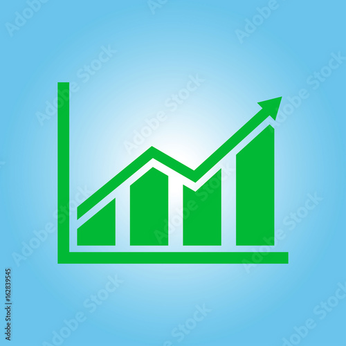 Infographic. Chart icon. Growing graph simbol. Flat design style.