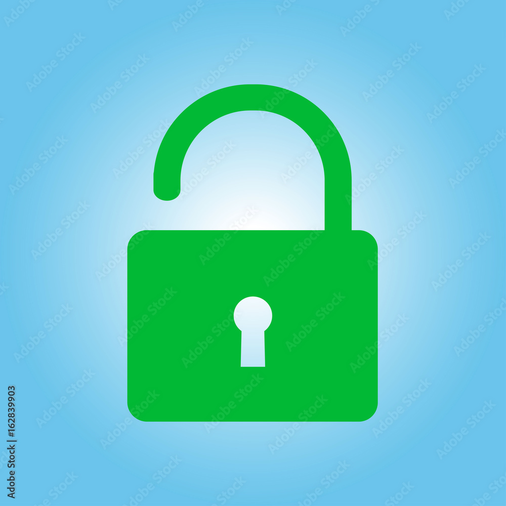 Unlock icon. Flat design style. Access to the user. Unlock icon. Flat design style. Access to the user.