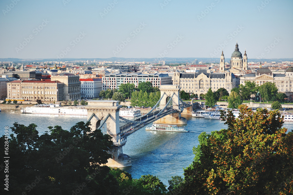 Budapest, Hungary, Europe - Chain bridge panoramic view