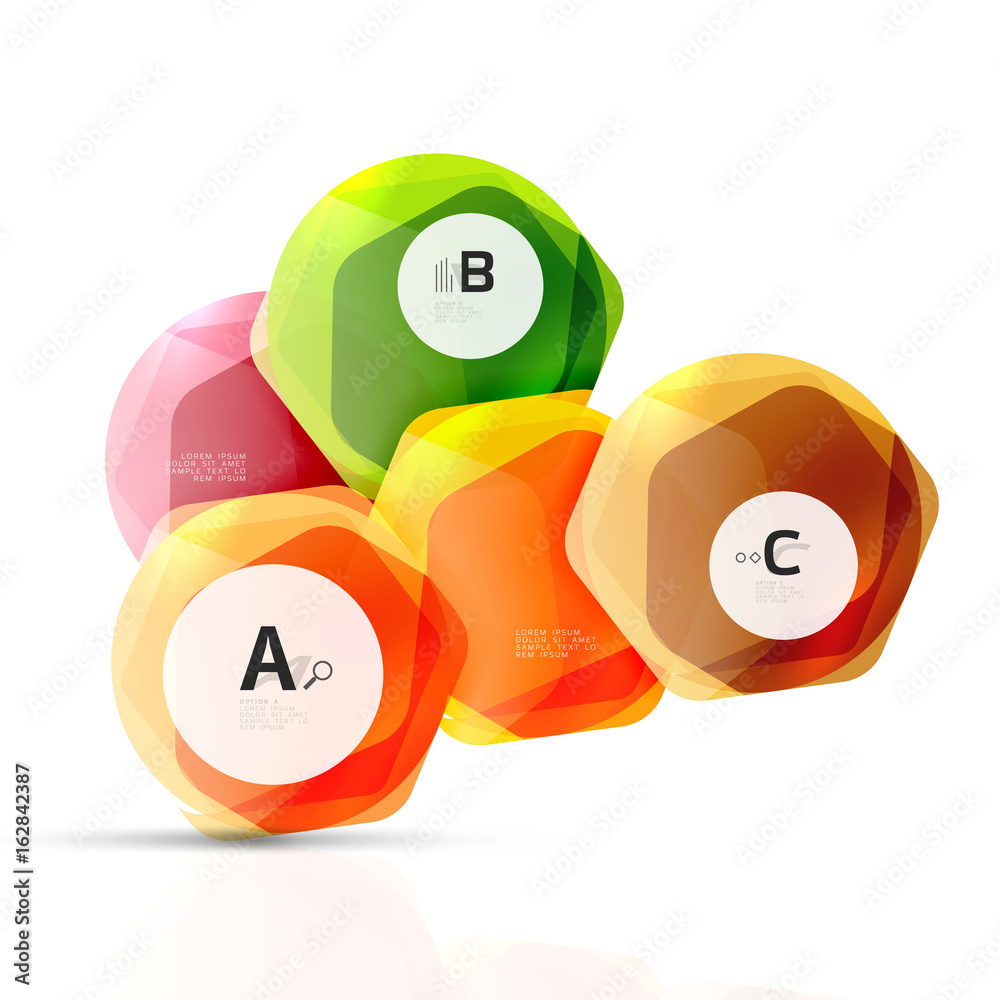 Shiny style modern geometrical hexagons web boxes Shiny style modern geometrical hexagons web boxes