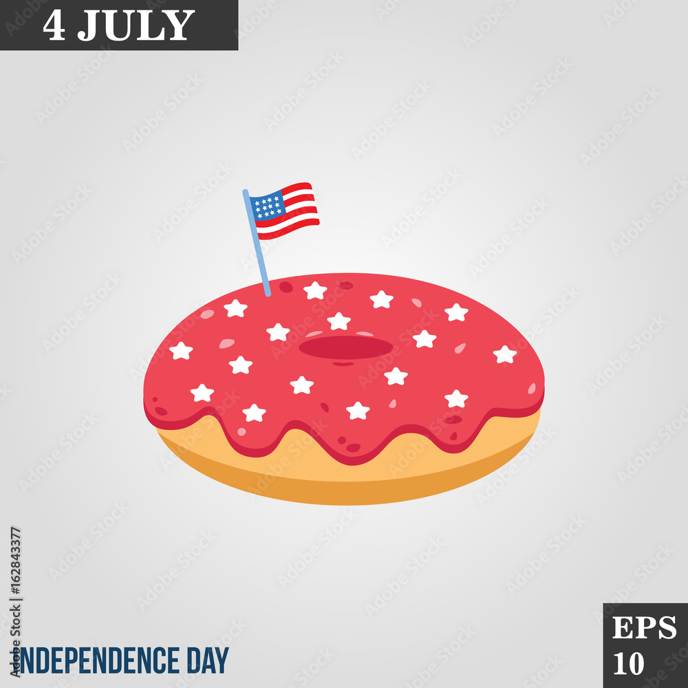 Sweet donut icon in trendy flat style isolated on grey background. Usa independence day symbol for your design, logo, UI. Vector illustration, EPS10.