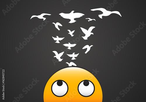Emoticon representing creative freedom. Vector concept for business freedom or creative persons like writers or visual artists