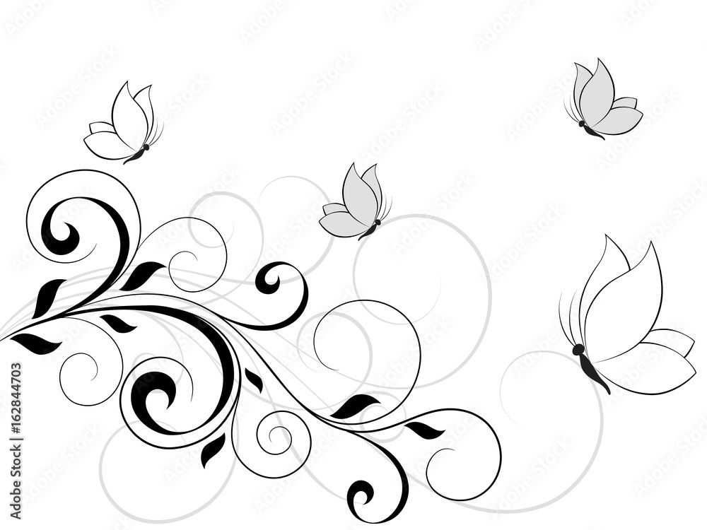 Abstract floral background with butterflies. Abstract floral background with butterflies.