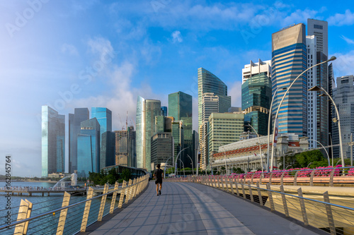 Fényképezés Asian man Jogging in business city of Singapore