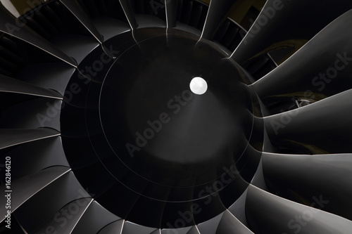 The fan blades of turbofan engines.