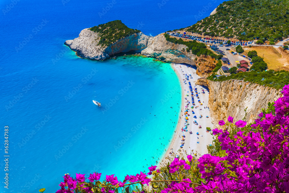 Naklejka premium Porto Katsiki beach on the Ionian sea, Lefkada island, Greece.