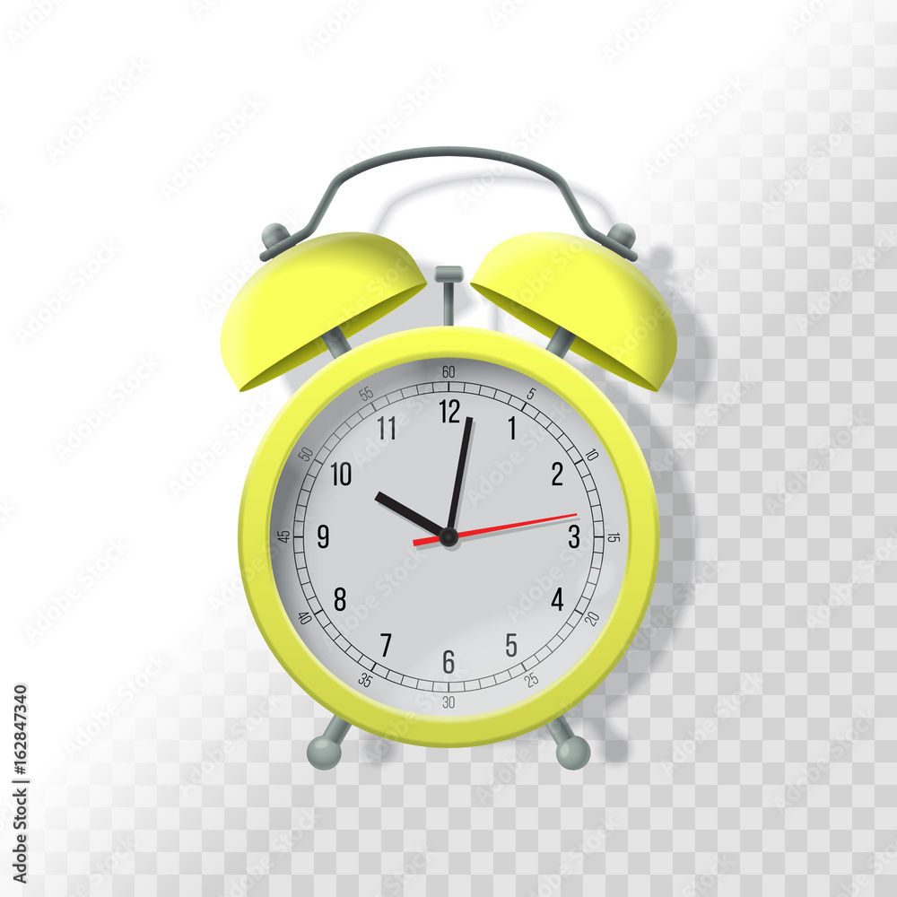 Alarm clock with transparent shadow. Realistic vector illustration. Time dead line business concept Alarm clock with transparent shadow. Realistic vector illustration. Time dead line business concept