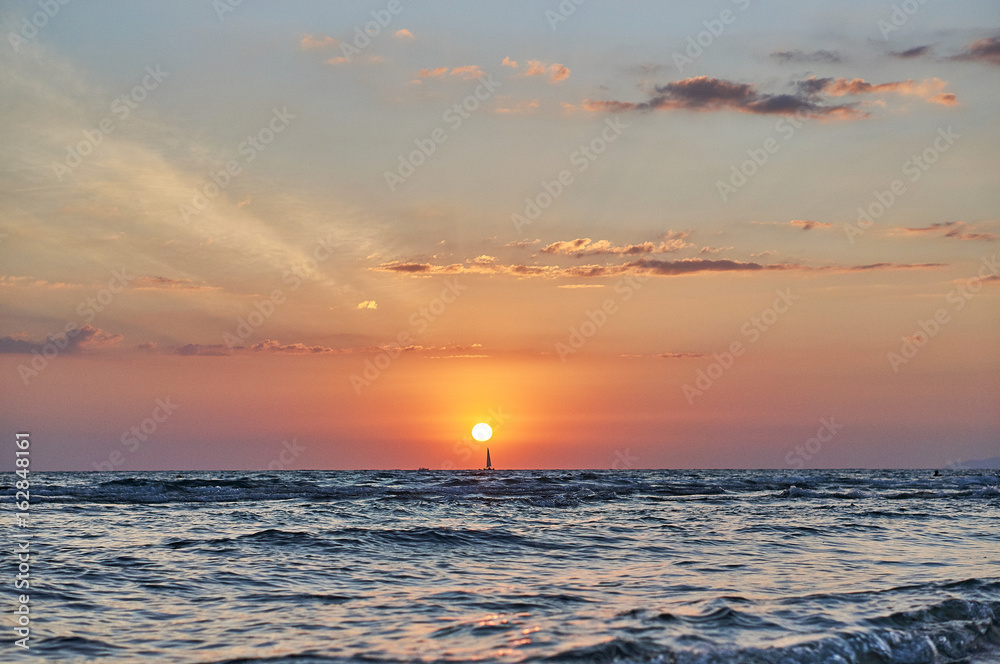 Sunset on the sea beach 