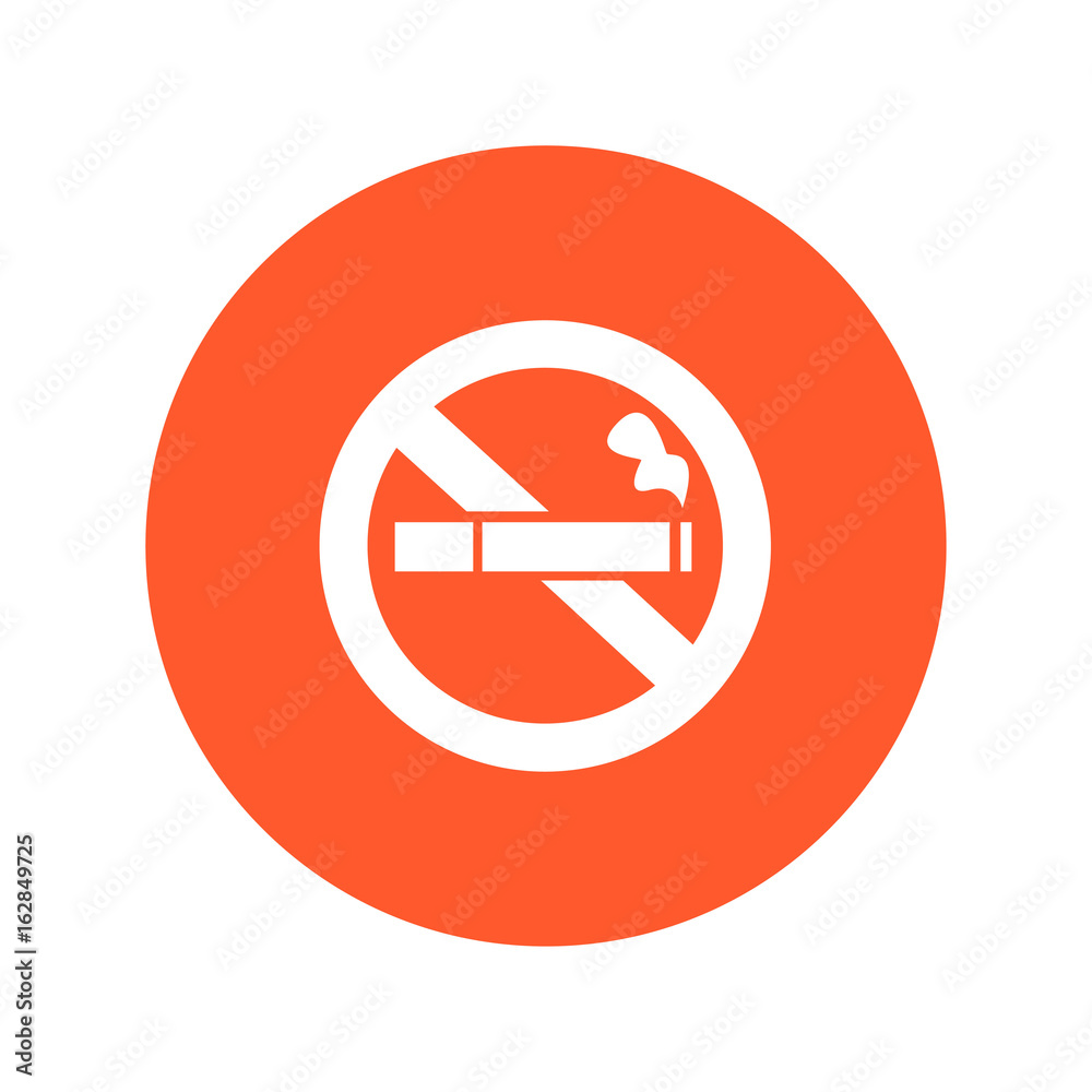 No smoke icon. Stop smoking symbol. Vector illustration. Filter-tipped cigarette. Icon for public places. 