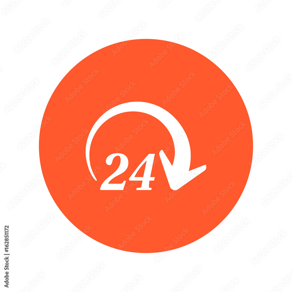 Open around the clock hours a day icon. Badge-clock work time. Open around the clock hours a day icon. Badge-clock work time.