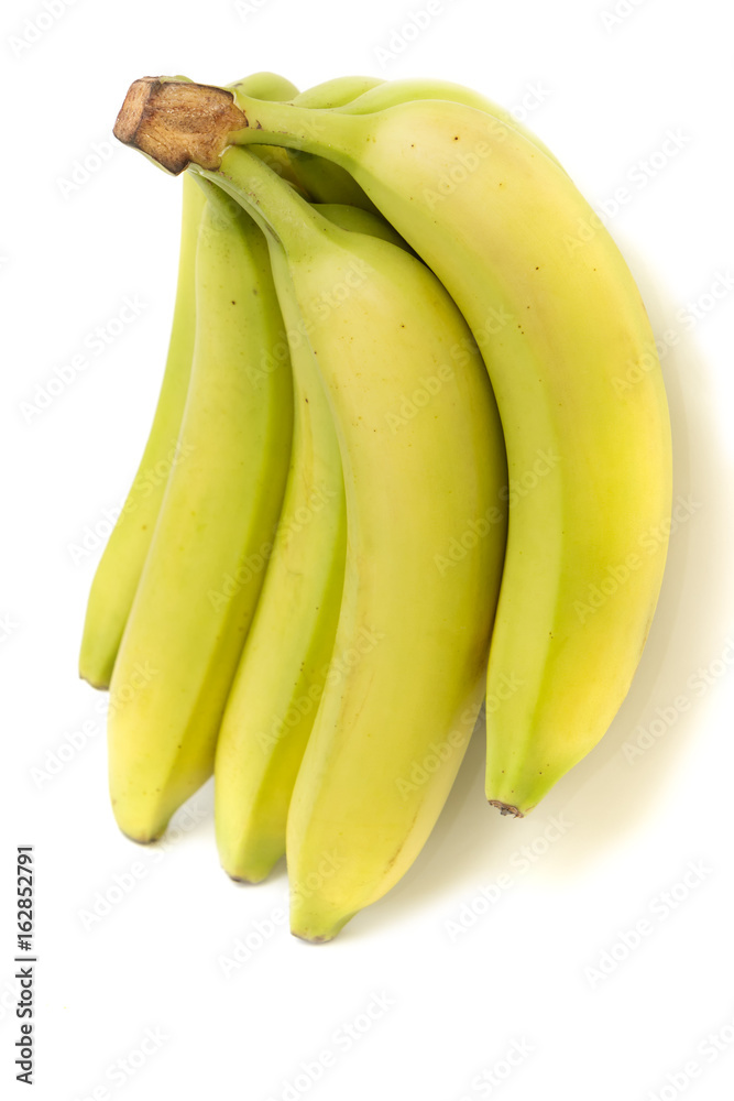 Few bananas on a white background