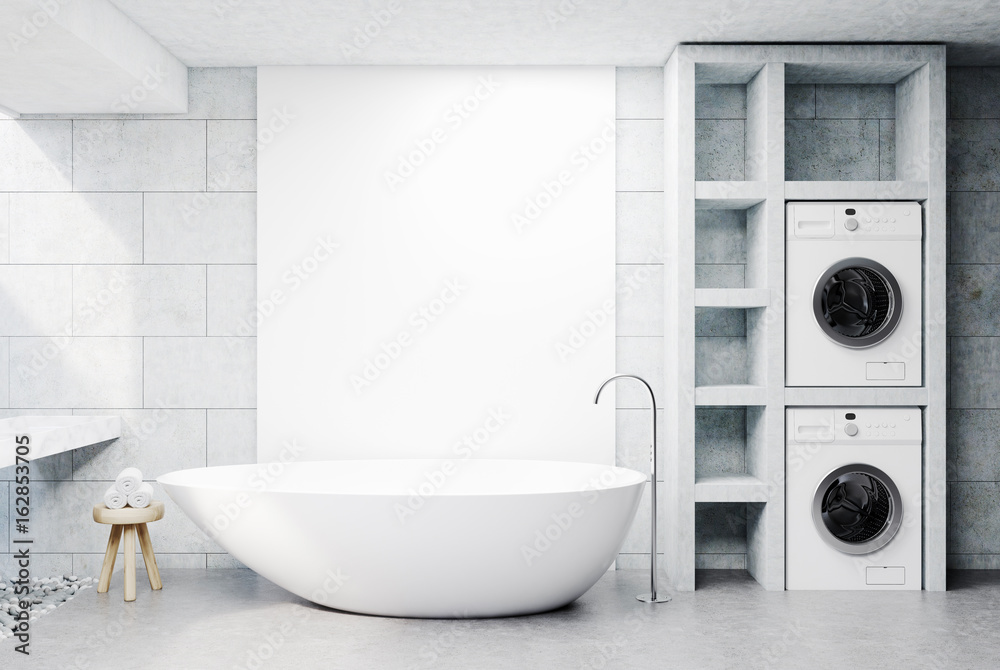Washing machine bathroom, concrete Stock Illustration Adobe Stock