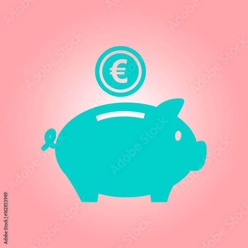 Piggy bank icon. Pictograph of moneybox. Flat design.