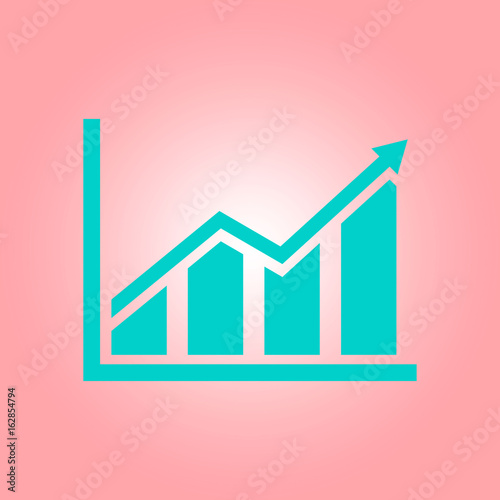 Infographic. Chart icon. Growing graph simbol. Flat design style.