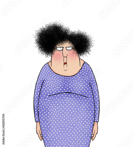 Funny Cartoon Lady With an Expression of Angry Frustration Stock  Illustration | Adobe Stock