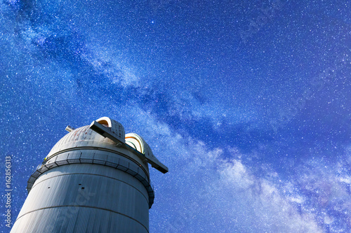 Milky Way landscape and observatory photo