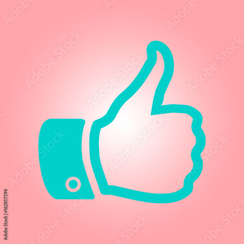 Wallpaper Mural Like  icon. Hand finger up sign. Thumb up symbol. Flat design style.  Torontodigital.ca