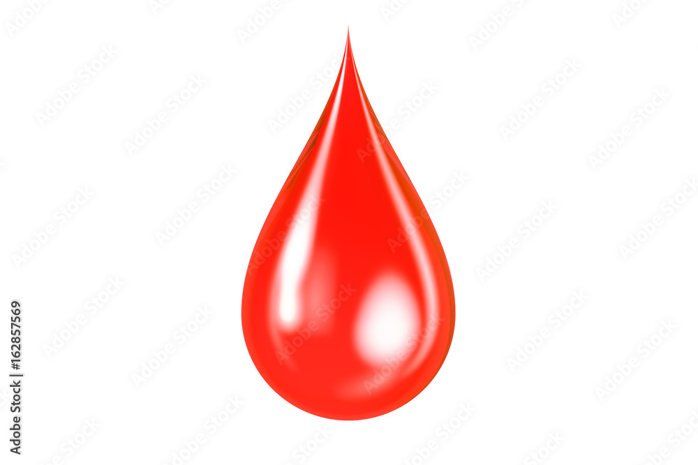 Blood drop closeup, 3D rendering Blood drop closeup, 3D rendering