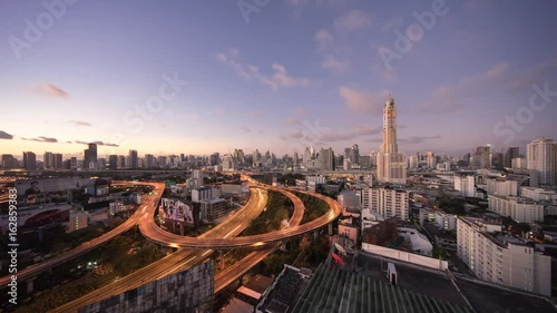 Bangkok express way, toll way, sunrise 4k timelapse