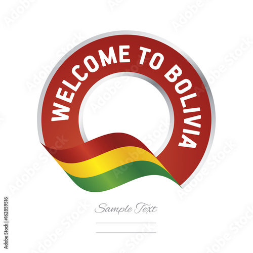 Welcome to Bolivia flag red label logo icon