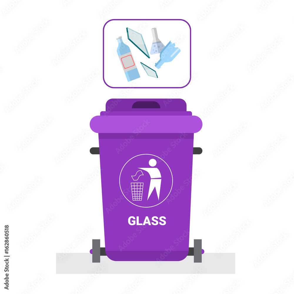 Rubbish Container For Glass Waste Icon Recycle Sorting Garbage Concept Logo Vector Illustration Rubbish Container For Glass Waste Icon Recycle Sorting Garbage Concept Logo Vector Illustration