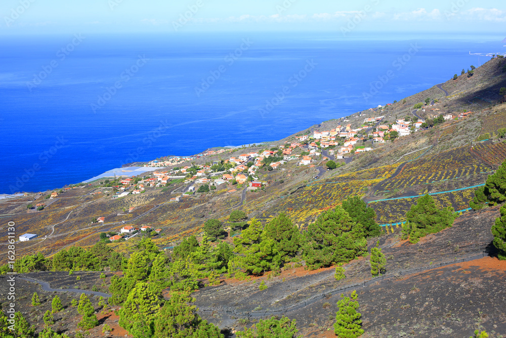 View from the Teneguia Volcano, La Palma Island, Canary Islands, Spain
