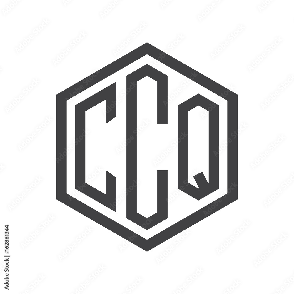 Fototapeta premium three-letter initials hexagon logo black
