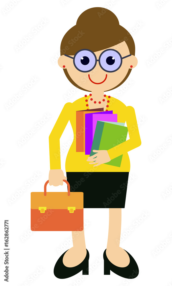Teacher with a briefcase and books. Vector clip art. Teacher with a briefcase and books. Vector clip art.