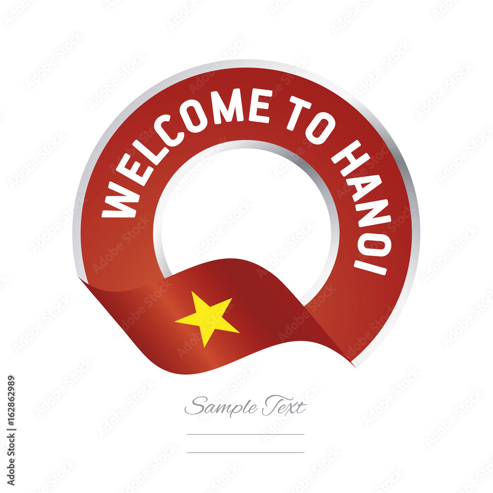 Obraz premium Welcome to Hanoi Vietnam flag logo icon