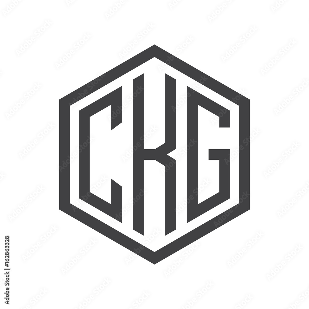three-letter initials hexagon logo black