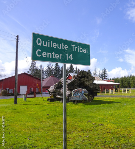 Street sign Quileute Tribal Center - LA PUSH - WASHINGTON - APRIL 14, 2017 photo