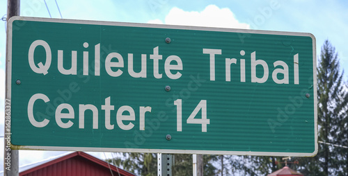 Street sign Quileute Tribal Center - LA PUSH - WASHINGTON - APRIL 14, 2017 photo