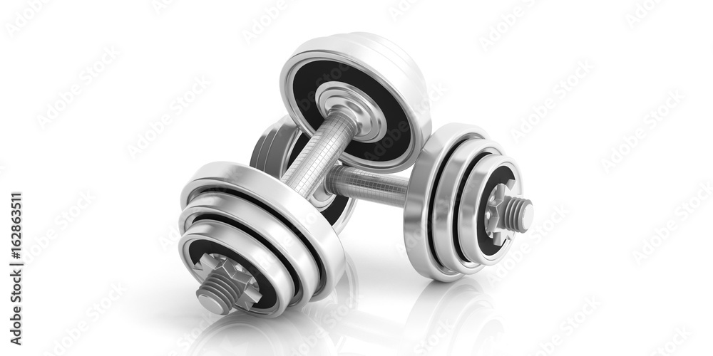 Dumbbells on white background. 3d illustration Dumbbells on white background. 3d illustration