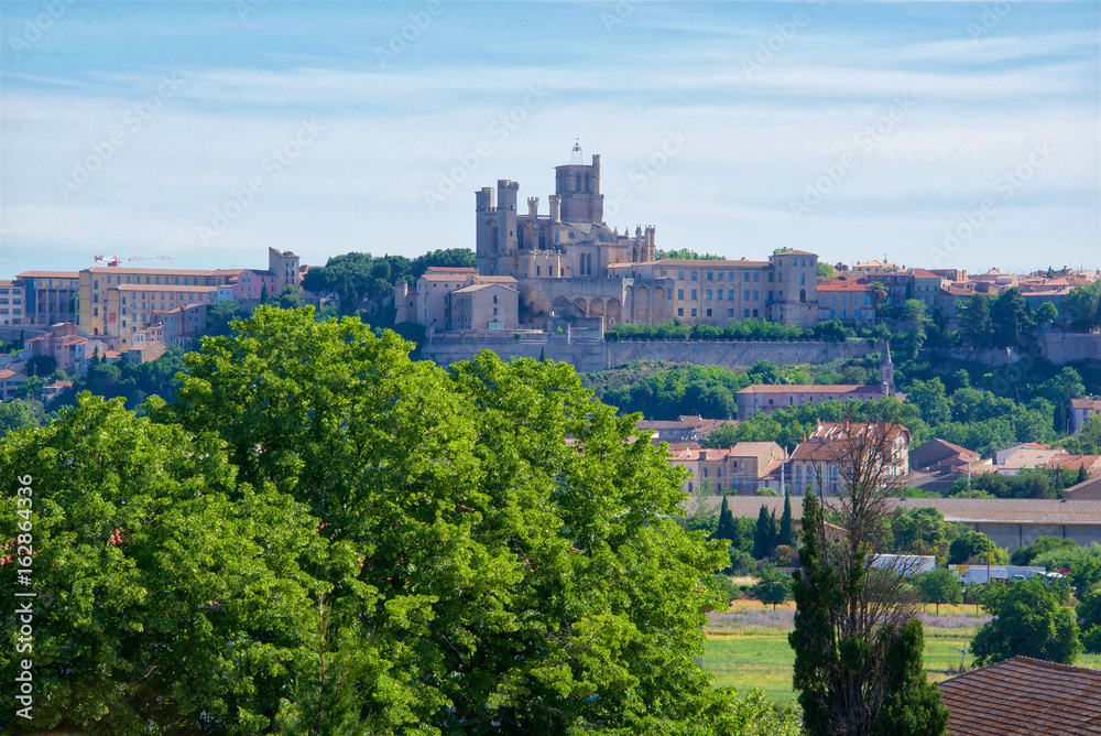 Beziers and the Saint Nazaire Cathedral from the Canal du Midi