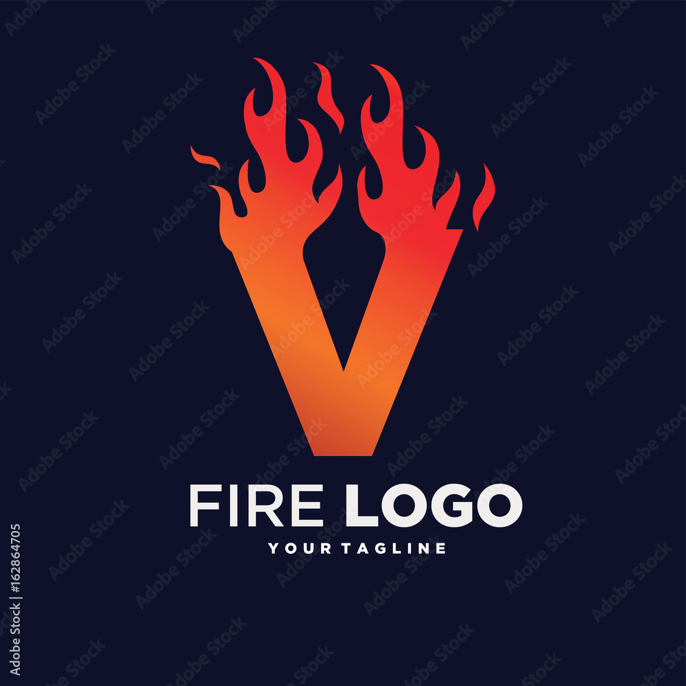 Letter V Fire Logo Design Template Stock Vector Adobe Stock
