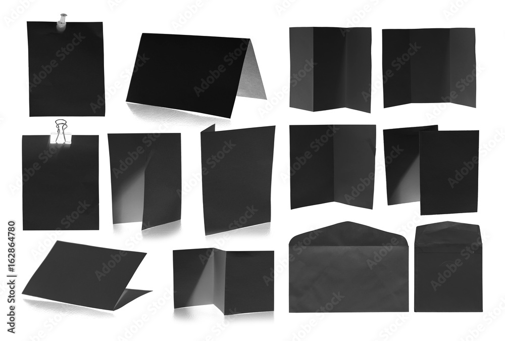 collection of black paper on white , copy space collection of black paper on white , copy space