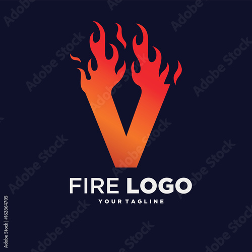 Letter V Fire Logo Design Template Stock Vector Adobe Stock