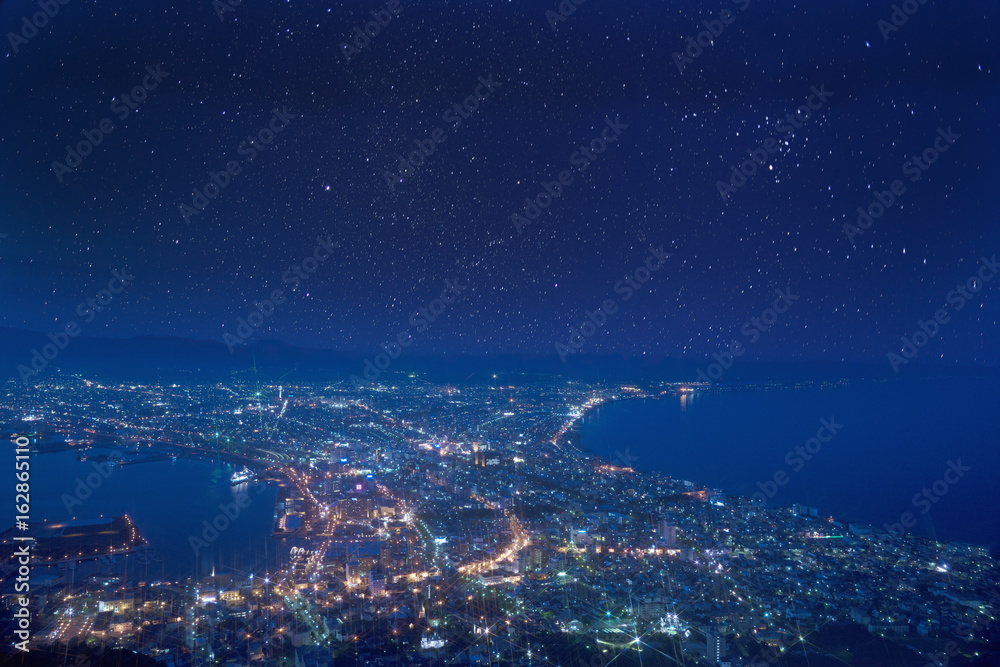 Fototapeta premium Wgląd nocy Hakodate