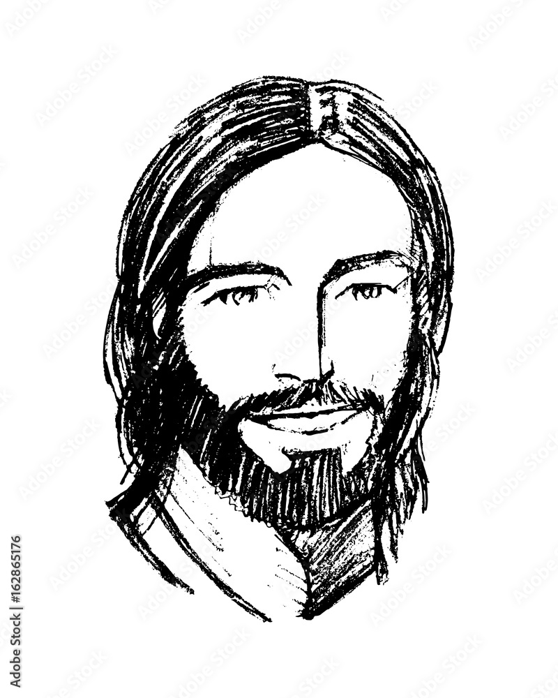 Jesus Christ smiling face illustration Stock Vector | Adobe Stock
