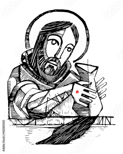 Jesus Christ potter illustration