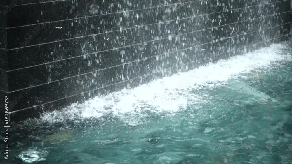 HD super slow motion artificial waterfall interior design