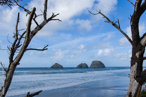 Storm, Finley and Shag Rocks near Oceanside Oregon © zigzagmtart