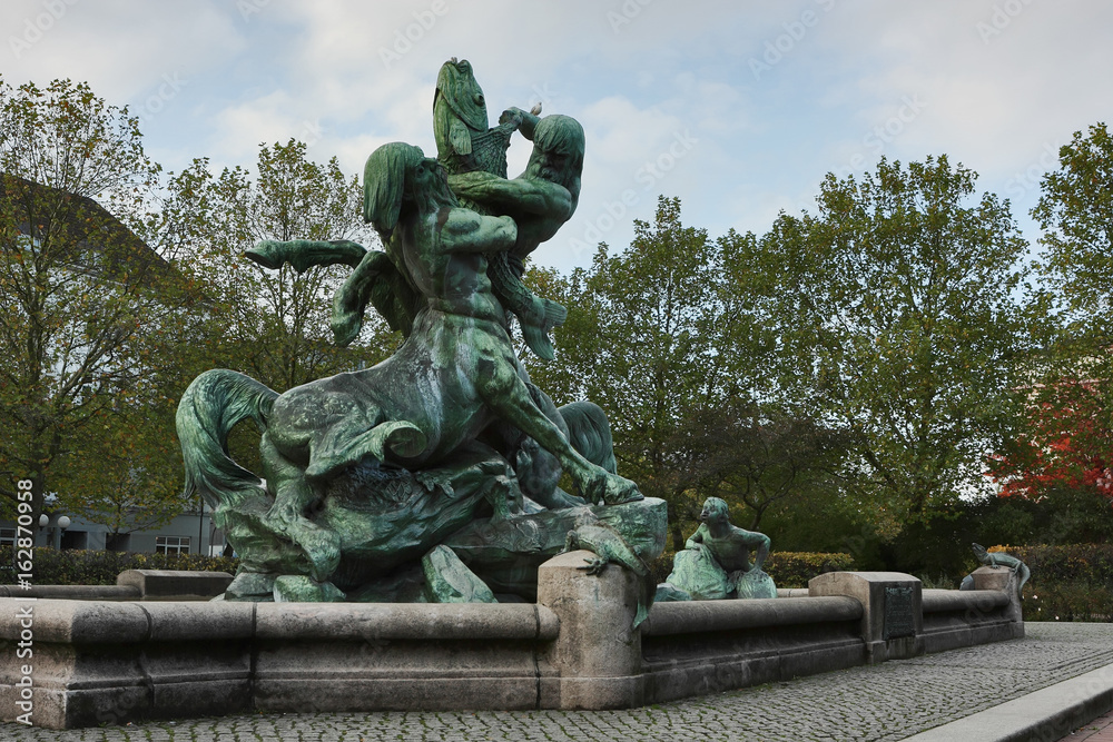 Stuhlmann's fountain in the Hamburg district Altona. The fountain is a famous landmark in Altona.