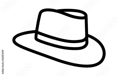Cowboy hat or country stetson hat line art icon for apps and websites