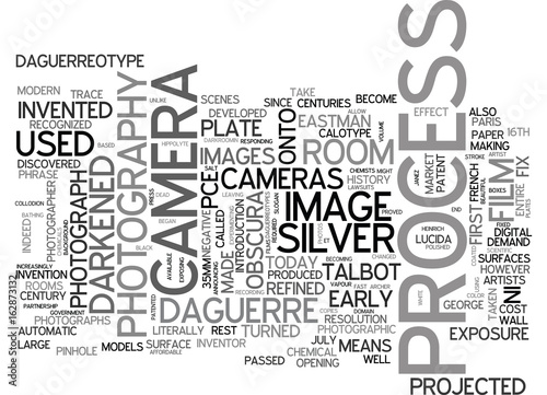 A BRIEF HISTORY OF PHOTOGRAPHY TEXT WORD CLOUD CONCEPT photo