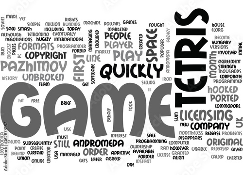 A BRIEF HISTORY OF TETRIS TEXT WORD CLOUD CONCEPT
