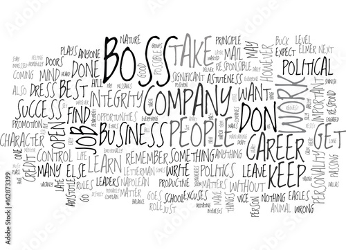 A CAREER BUILT ON CHARACTER TEXT WORD CLOUD CONCEPT