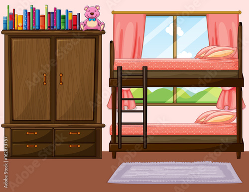 Bedroom with bunkbed and closet