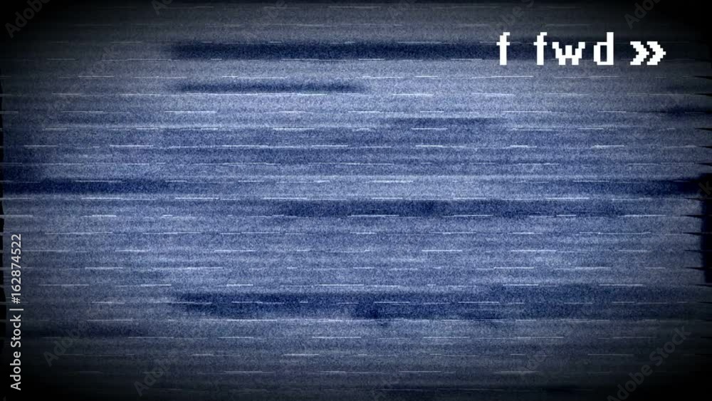 Old VHS tape fast forward, animation with glitch effects