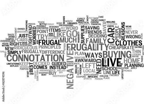 A FRUGAL LIFESTYLE TEXT WORD CLOUD CONCEPT